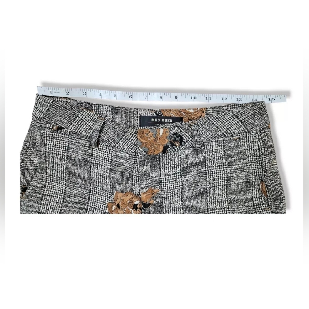Mos Mosh Ivana shannon Checkered Pants Crop Dress Trousers Floral Appliqué 27 - Picture 10 of 12